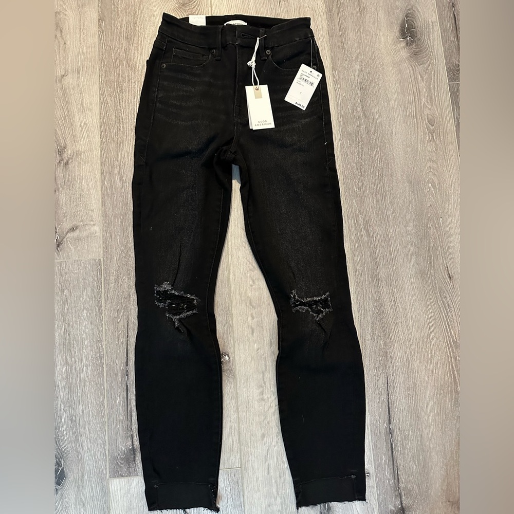 Good American Black Good Legs Crop Jeans
